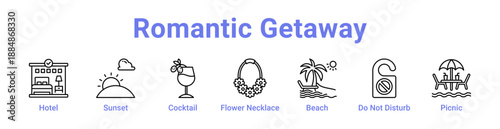 Fotografía Romantic Getaway Icon Banner and Collection