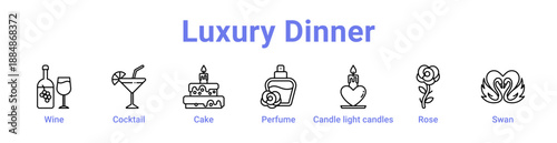Luxury Dinner Icon Banner and Collection