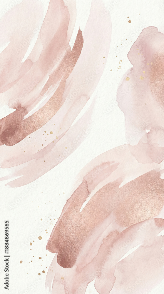 Fototapeta premium Elegant rose gold and blush pink watercolor abstract background with subtle gold flecks
