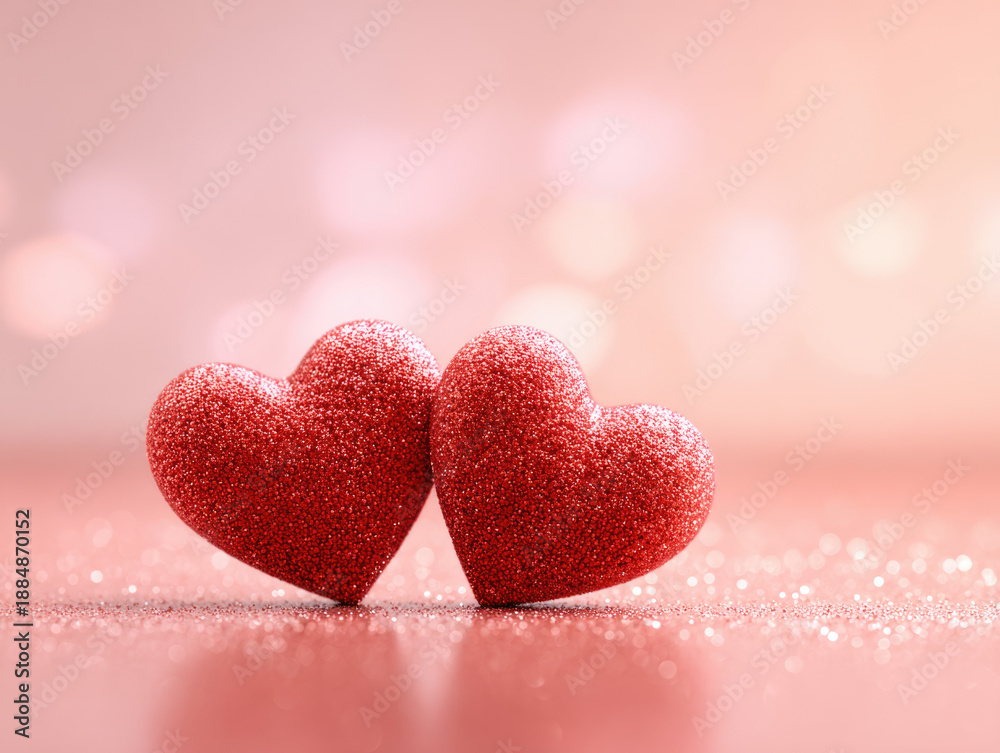 Fototapeta premium Romantic red Valentine heart-shaped, symbol of love and romance for valentine's background. 
