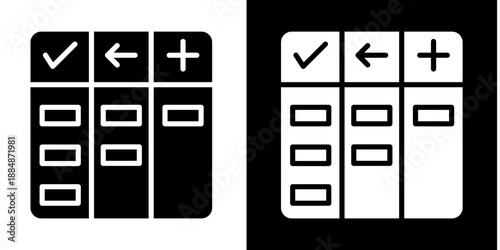 Kanban Tasks Icon Set White Glyph Style Collection
