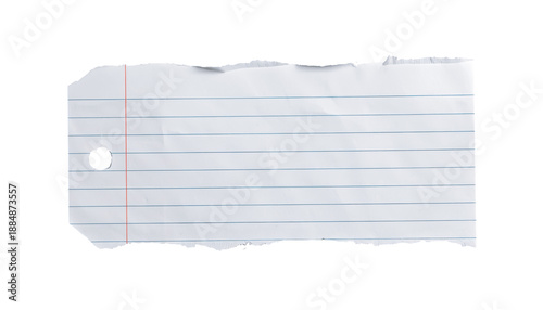 Torn lined notebook paper isolated on transparent background.