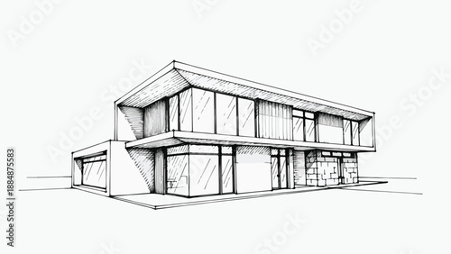 Modernist minimalist villa with flat roof design