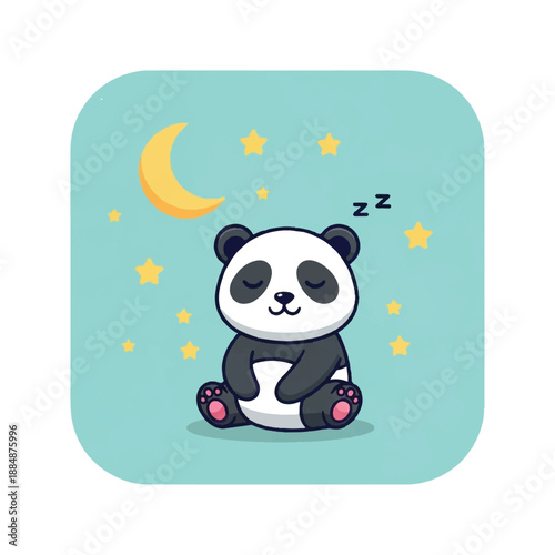 Cute Cartoon Panda Sleeping Under Stars 1.