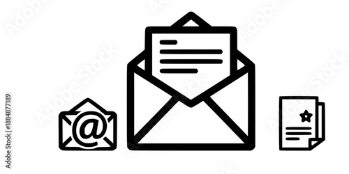 Envelope with Letter for Email and Newsletter Communication Vector