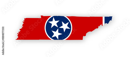Tennessee flag map poster. US state pride wall decor artwork. Patriotic printable digital art. Detailed vector illustration