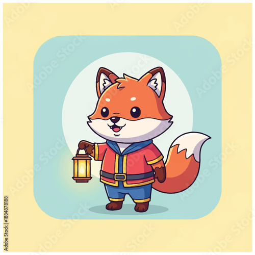 Cartoon Fox Character with Lantern 1.