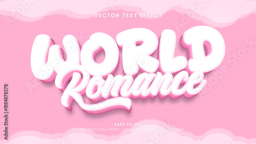 world romance editable text effect 3d vector