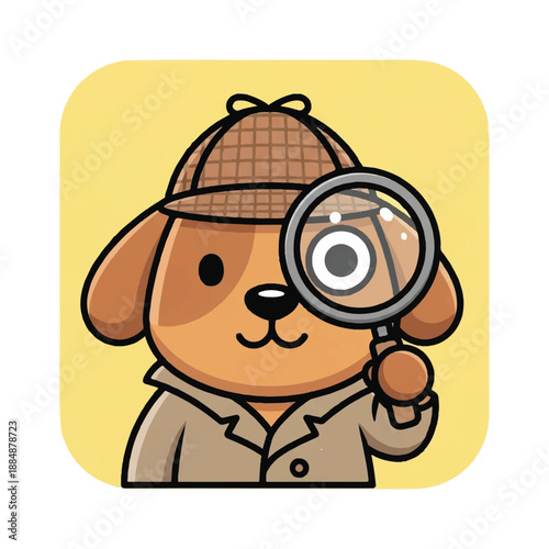 Cartoon Dog Detective with Magnifying Glass 1.