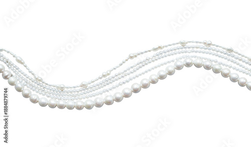 Natural white baroque round pearls - beads for jewelry, top view. Isolated on transparent background, png