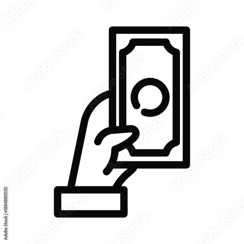 hand holding money outline icon vector design good for web or mobile app