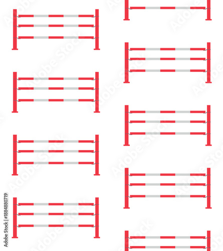 Vector seamless pattern of flat horse show jumping obstacle isolated on white background
