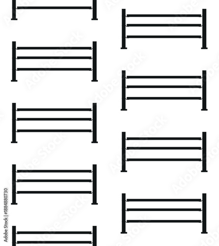 Vector seamless pattern of flat horse show jumping obstacle isolated on white background