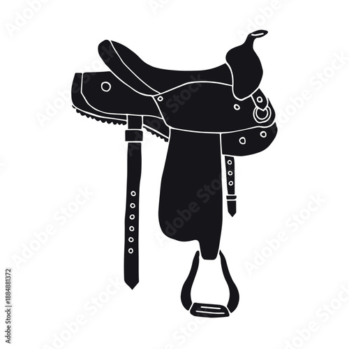 Vector hand drawn doodle sketch horse saddle isolated on white background
