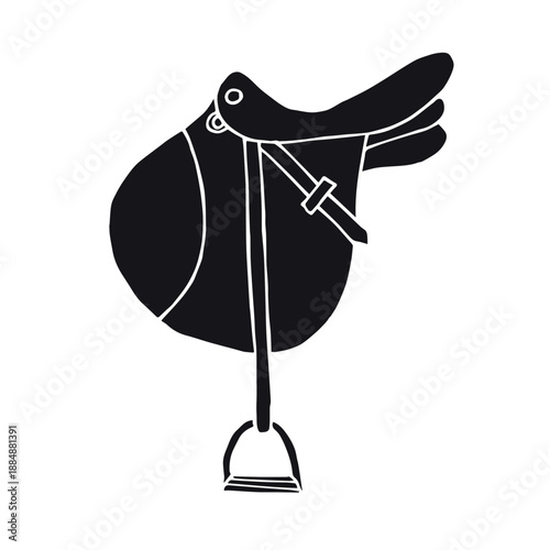 Vector hand drawn doodle sketch horse saddle isolated on white background