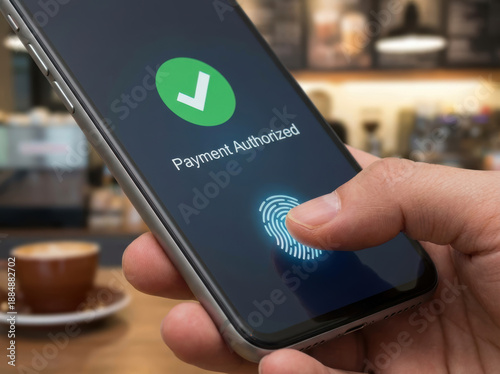 Wallpaper Mural Secure system security safe payment cyberspace technology verification online digital experience on mobile phone in cafe environment with focus safe digital payment verification system Torontodigital.ca