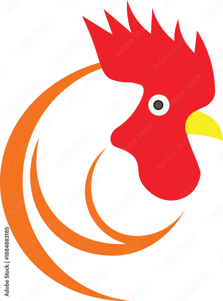 Obraz premium Stylized rooster head vector illustration