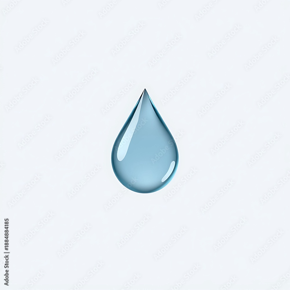 Fototapeta premium Crystal clear blue water drop, a symbol of purity, freshness, and essential hydration on a pristine white background