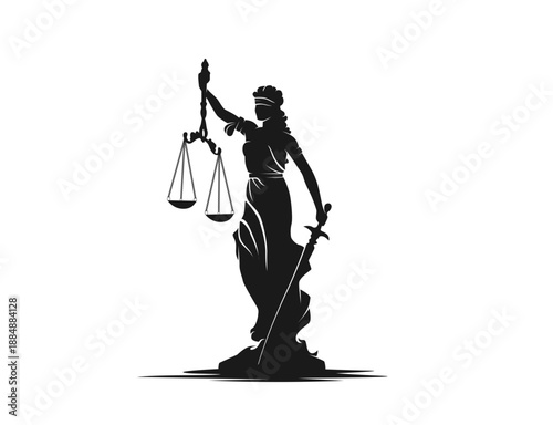 Lady Justice Silhouette Symbol of Law and Court System
