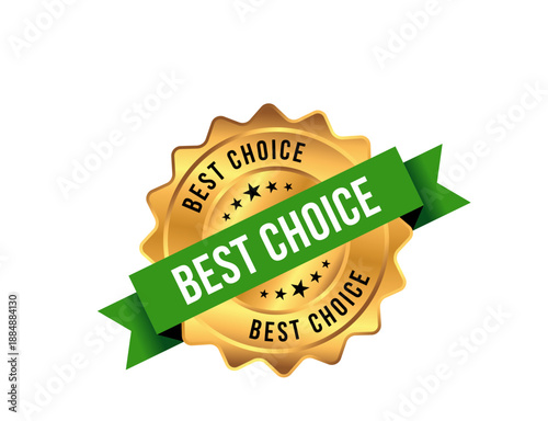 Best Choice Golden Label with Green Ribbon Banner