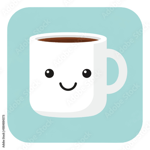 White Coffee Mug with Smiling Face.