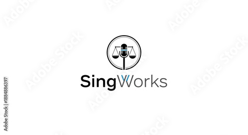SingWorks Logo Design with Microphone 1.