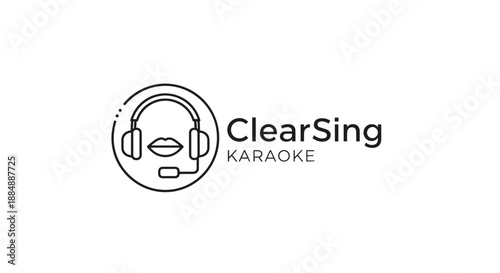 ClearSing Karaoke Logo Headphones Microphone Design.