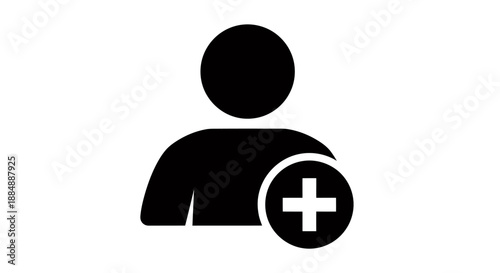 User profile icon with add person symbol representing account creation.