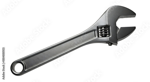A sturdy silver adjustable wrench tool on a dark background.