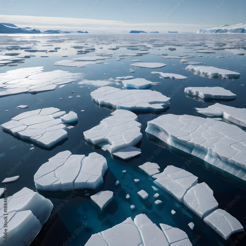 Fototapeta premium Fragmented Sea Ice in Blue.