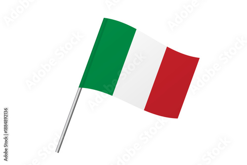 Italy flag - wavy stick flag of country, cultural identity and heritage. Represents national pride and unity. Vector flag isolated on white background.