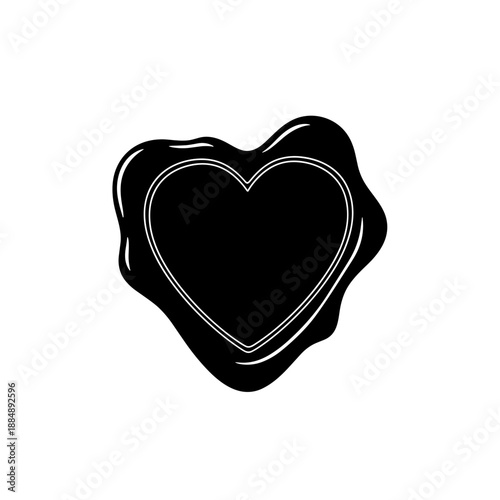 Black Heart Shape with White Outline 1.