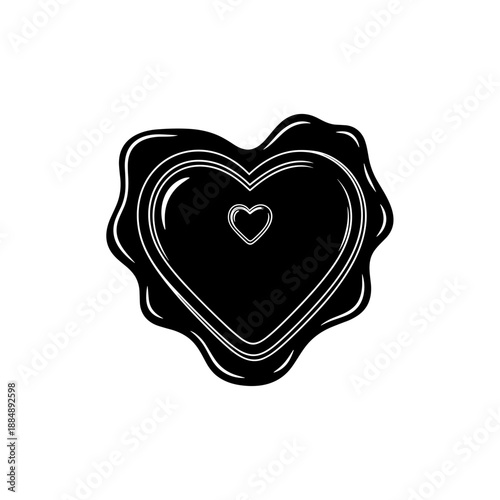 Black Heart Shape with White Outline.