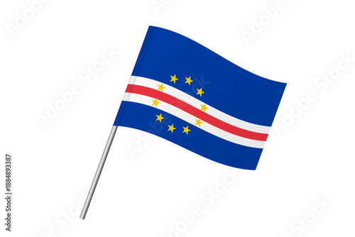 Cape Verde flag - wavy stick flag of country, cultural identity and heritage. Represents national pride and unity. Vector flag isolated on white background.