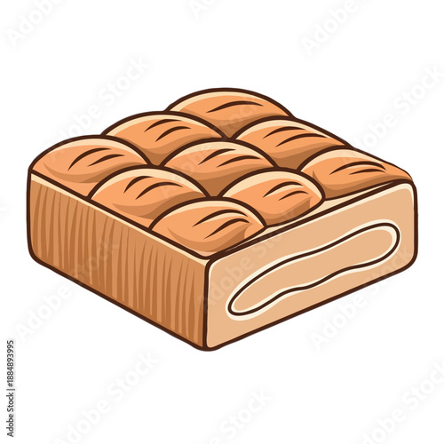 Box of assorted buns isolated on white background, Vector, illustration