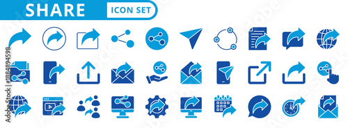 share icon pack flat style illustration collection for social media management