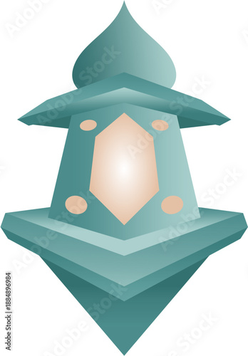 Stylized Islamic Lantern Illustration with Soft Gradient Colors