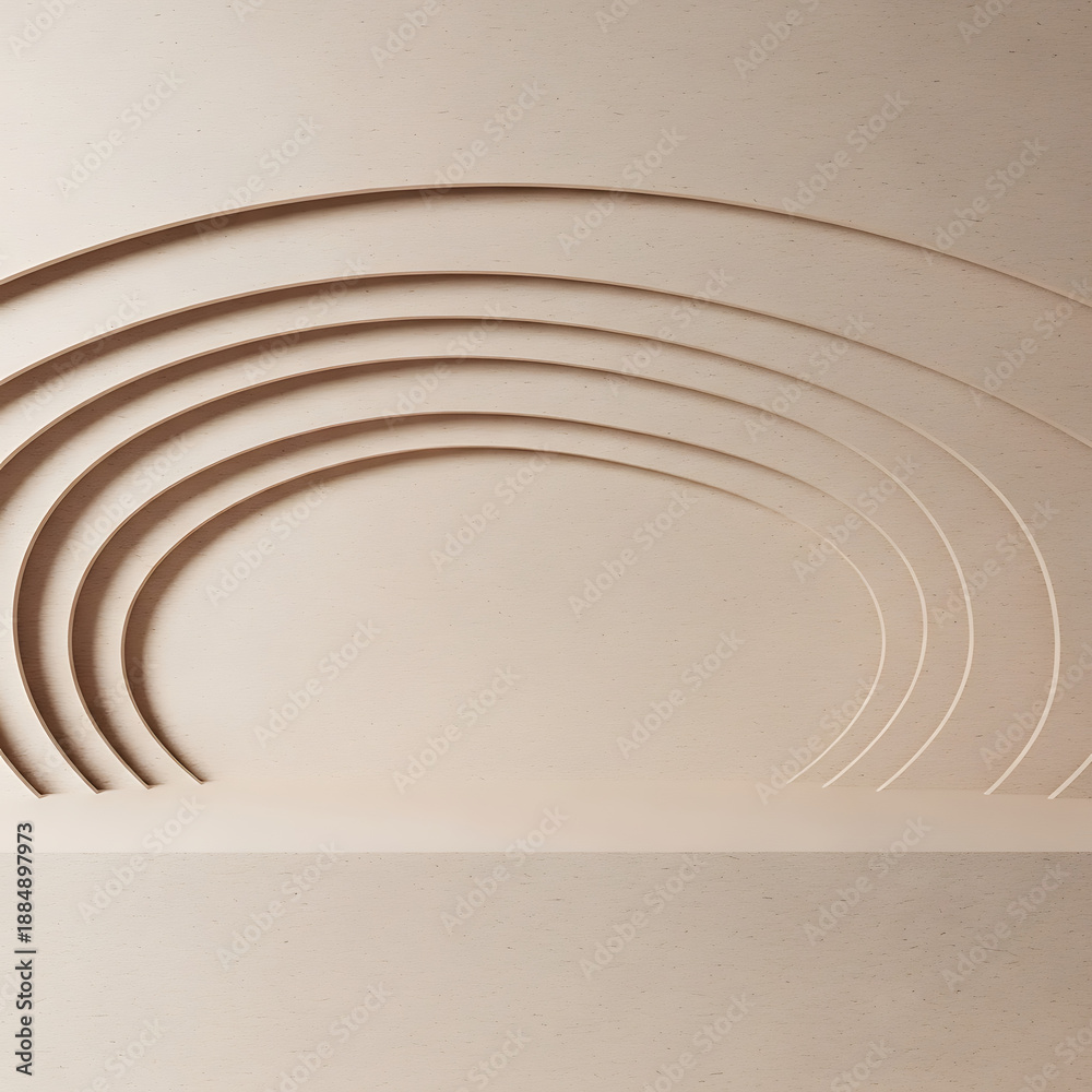 Obraz premium Modern Beige Abstract Backdrop with Rhythmic Concentric Arches
