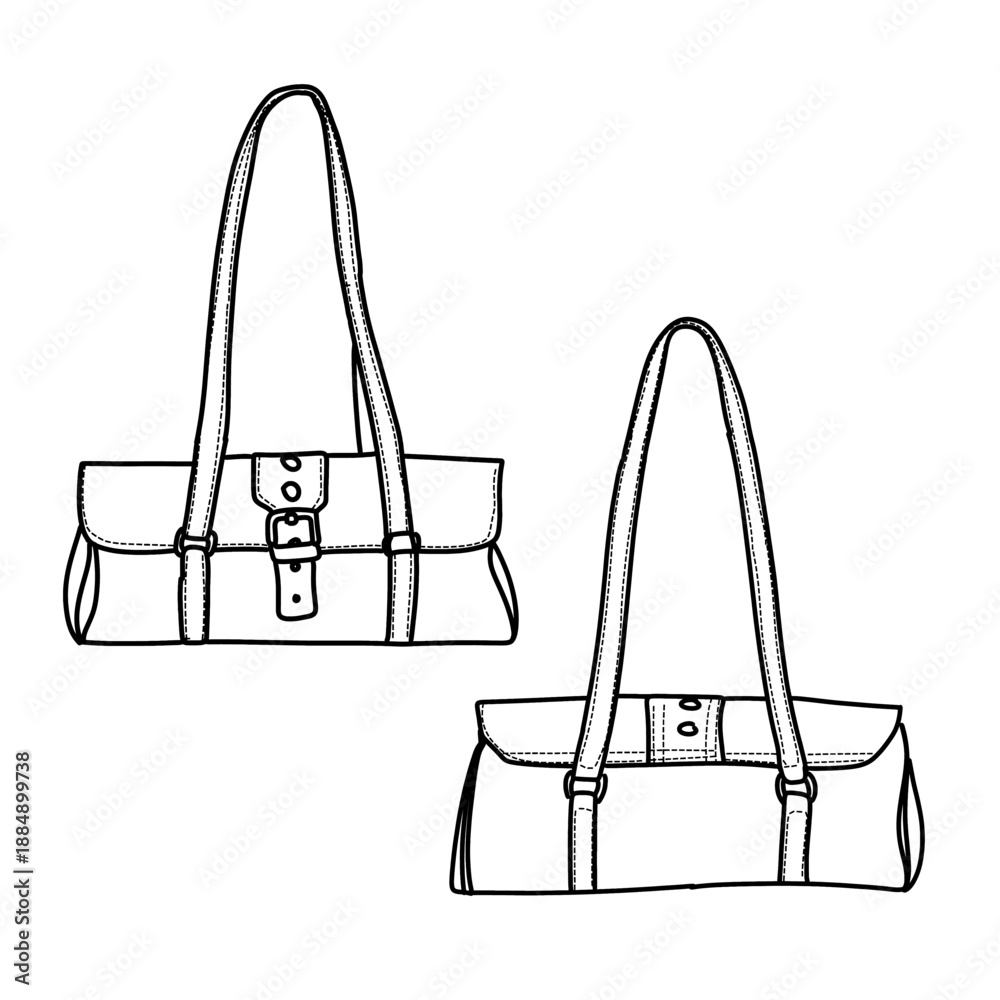 Fototapeta premium Elegant Handbag Designs - Stylish Shoulder Bags with Buckle Detail.