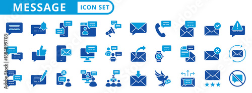 message icon pack flat style illustration collection for corversation and discussion