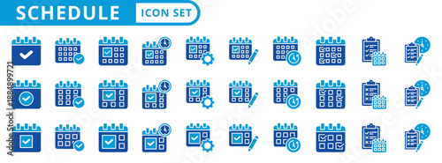 schedule icon pack flat style illustration collection for planning and organization