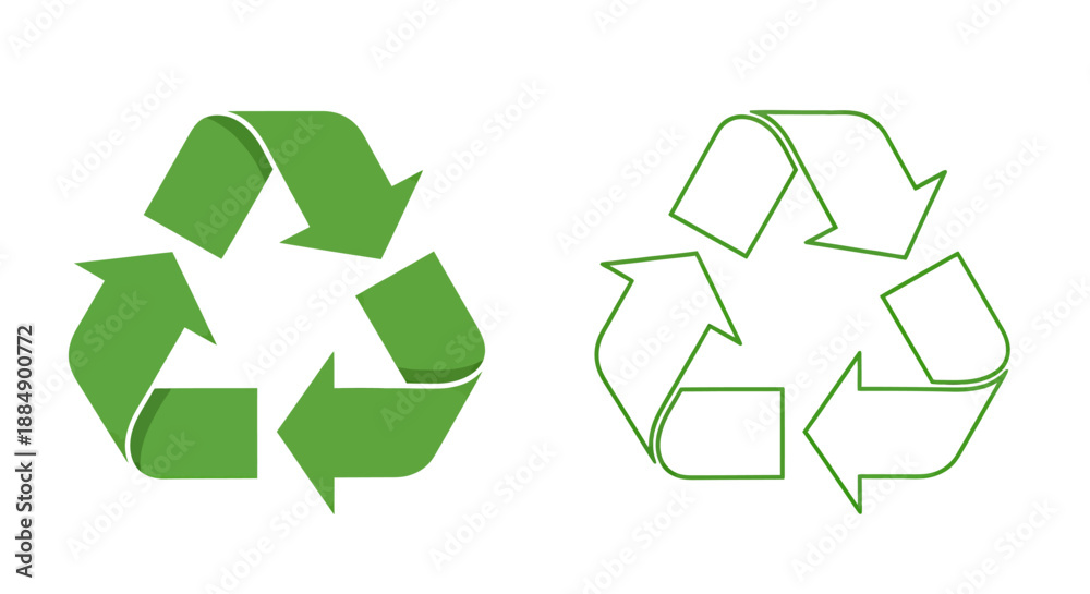 Obraz premium Green and white recycling symbols representing environmental sustainability and waste management.