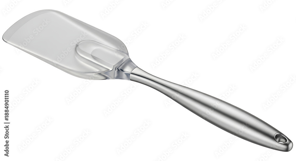 Fototapeta premium A shiny metal spatula on a black background