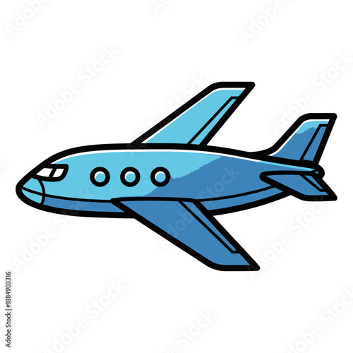 Blue Passenger Airplane Cartoon Illustration Isolated Icon