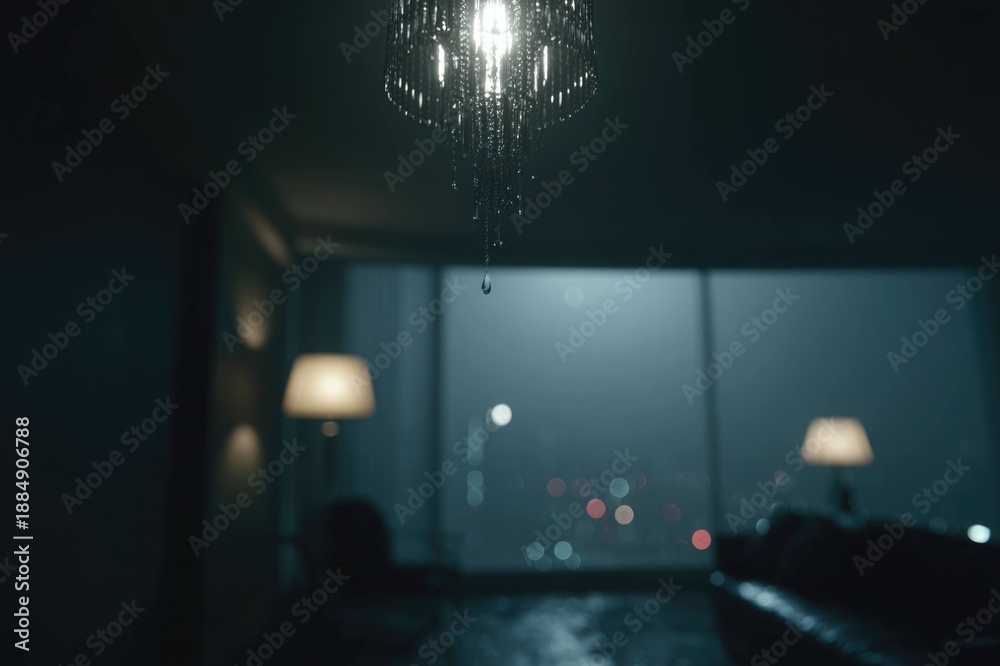 Obraz premium Dark Winter Room with Cold Accent Light