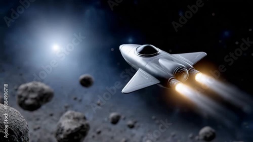 Wallpaper Mural Rocket travels through asteroid belt in space with bright stars in the background during a journey to explore the universe Torontodigital.ca