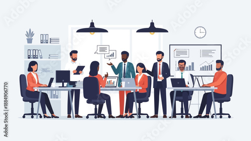 Business Professionals Discussing Project in Meeting Room.