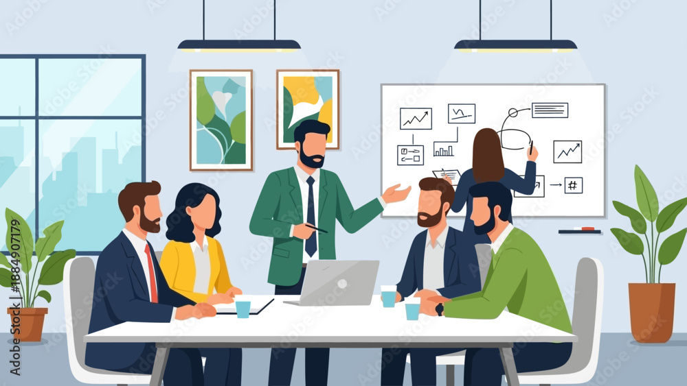 Fototapeta premium Business Professionals in Meeting Room Discussion.