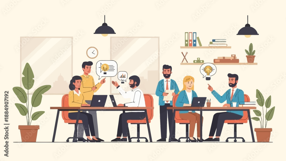 Fototapeta premium Diverse Team Collaborating in Modern Office Space.