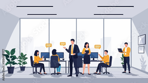 Business Professionals Working Together in Office.